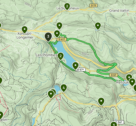 Longemer : Lacs de Longemer et Retournemer Longemer : Lacs de Longemer et Retournemer - plan de randonnée - La grande Cabande du Blanc Ruxel